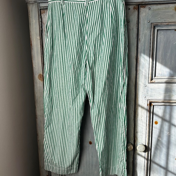 Rachel Comey Green Striped Cropped Cotton Pants Size 6 - Picture 7 of 8